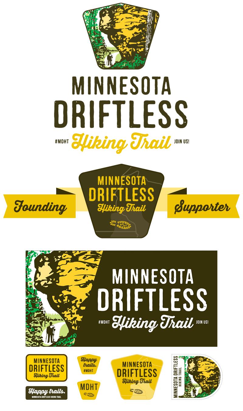 Logos for Minnesota Driftless Hiking Trail, designed by Carolyn Porter of Porterfolio, Inc.